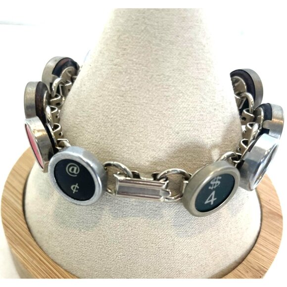 Typewriter Key Bracelet JOURNEY Colorful Upcycled Steam Punk Unique Handmade - Picture 7 of 9